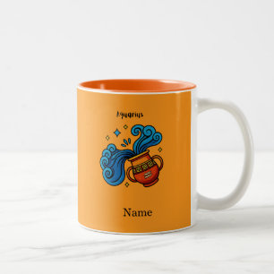 Aquarius Zodiac Sign Cartoon Illustration Two-Tone Coffee Mug