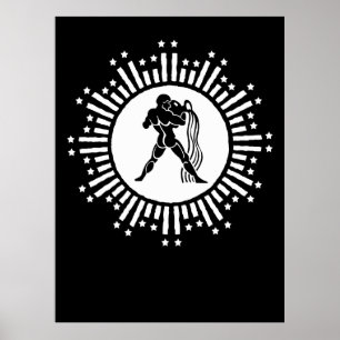 Aquarius Zodiac Sign Cosmic Starburst Design