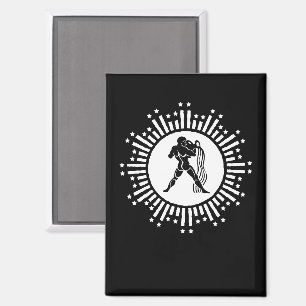 Aquarius Zodiac Sign Cosmic Starburst Design Magnet