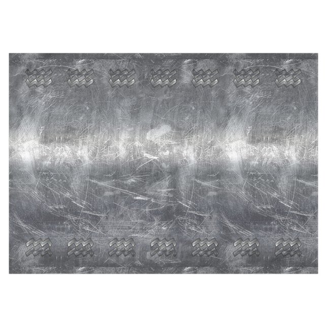 Aquarius Zodiac Sign Distressed Silver Steel Tablecloth (Front (Horizontal))