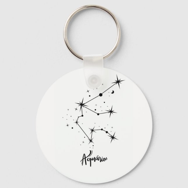 Aquarius Zodiac Sign Gift Aquarius astrology Key Ring (Front)