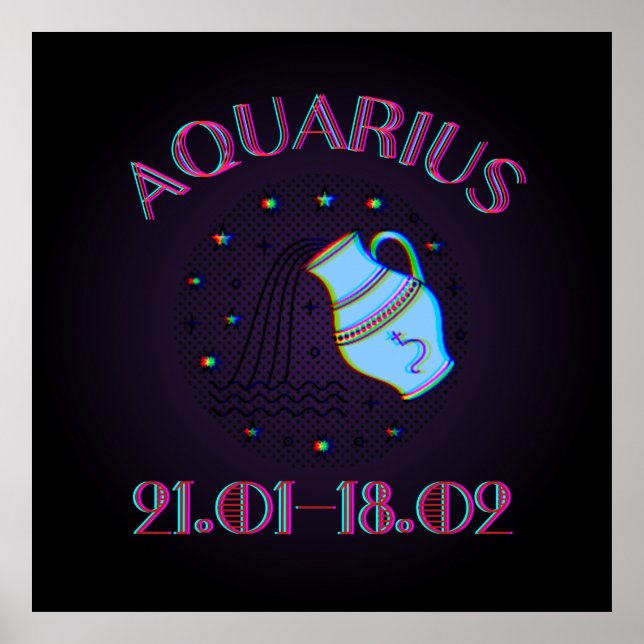 Aquarius, zodiac sign, horoscope poster (Front)