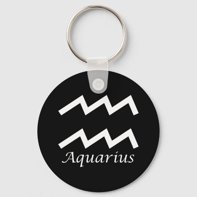 ‘Aquarius’ Zodiac Sign Key Ring (Front)