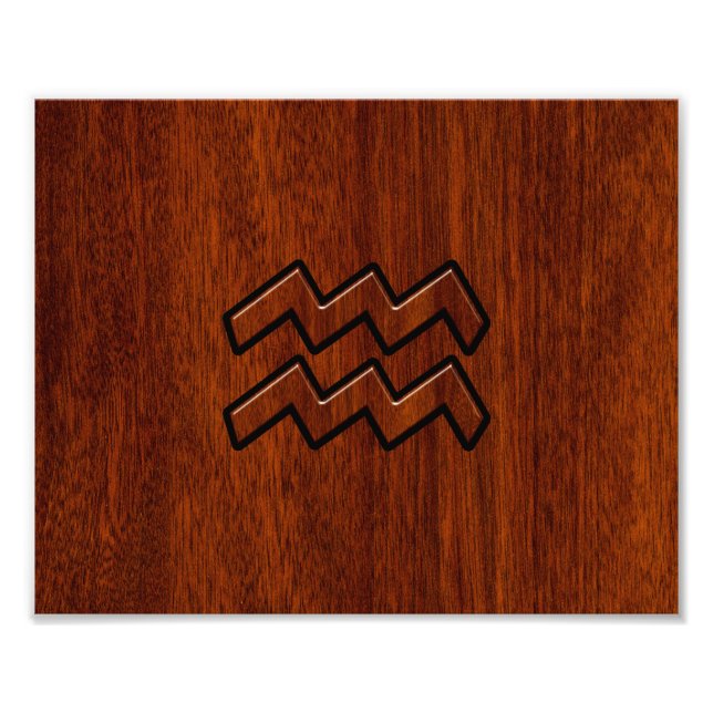 Aquarius Zodiac Sign Mahogany Style (Front)