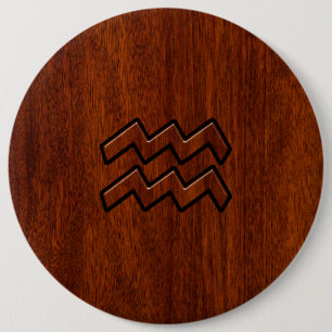 Aquarius Zodiac Sign Mahogany Style 6 Cm Round Badge