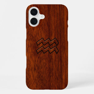 Aquarius Zodiac Sign Mahogany Style iPhone 16 Plus Case