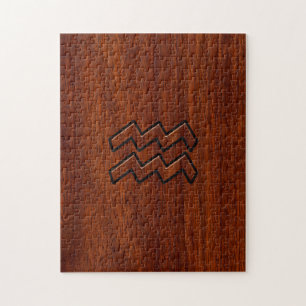 Aquarius Zodiac Sign Mahogany Style Jigsaw Puzzle