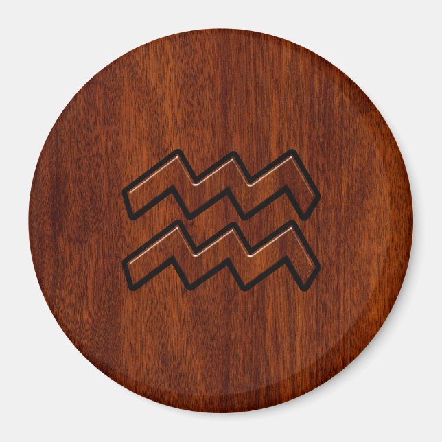 Aquarius Zodiac Sign Mahogany Style Magnet (Front)