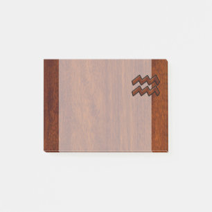 Aquarius Zodiac Sign Mahogany Wood Style Post-it Notes