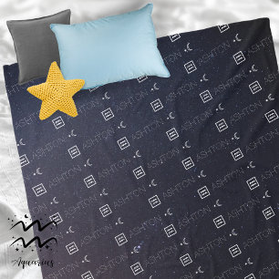 Aquarius Zodiac Sign Name Constellation Astrology Fleece Blanket