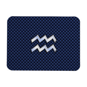 Aquarius Zodiac Sign on navy blue carbon fibre Magnet