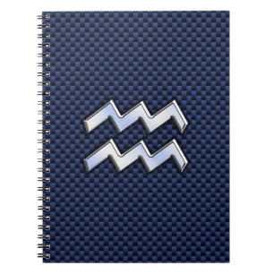 Aquarius Zodiac Sign on Royal Blue Carbon Fibre Notebook