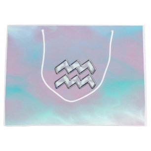 Aquarius Zodiac Sign Pastels Mother of Pearl Decor Large Gift Bag