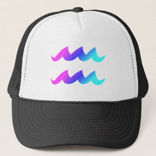 Aquarius Zodiac Sign Pink Blue Aqua Gradient Trucker Hat