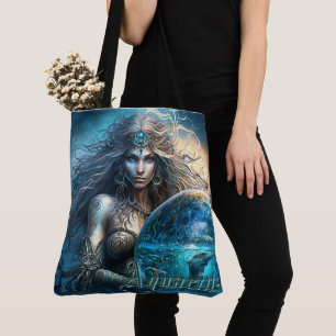 Aquarius Zodiac Sign Tote Bag