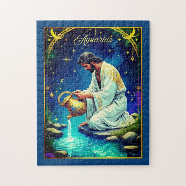 Aquarius Zodiac Sign Under a Starry Sky Jigsaw Puzzle (Vertical)