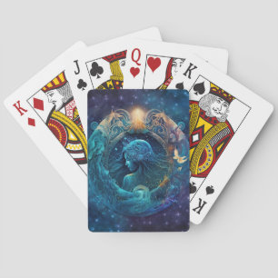 Aquarius Zodiac Sign Watercolor Design Playing Cards