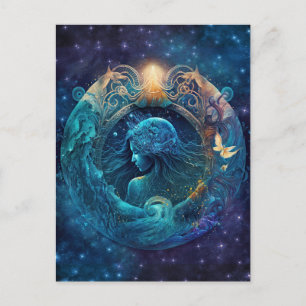 Aquarius Zodiac Sign Watercolor Design Postcard