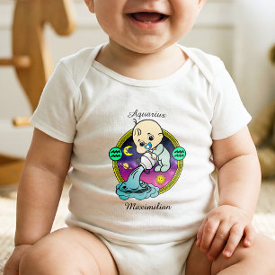 Aquarius Zodiac Sign Whimsical Astrology Cartoon Baby Bodysuit