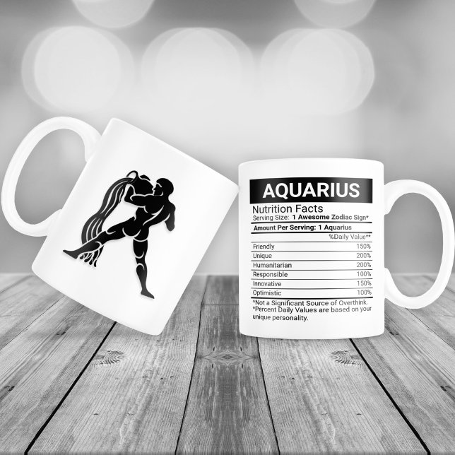 Aquarius Zodiac Sign with Nutrition Facts, Large Coffee Mug (Creator Uploaded)