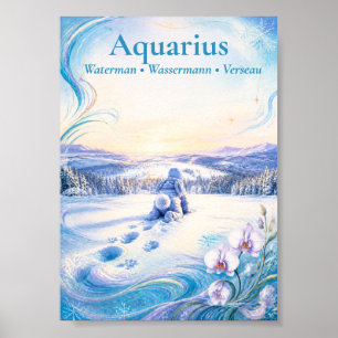 Aquarius Zodiac Small Art Dreamy Astrology Poster