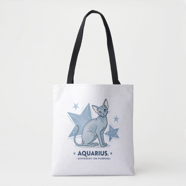 Aquarius Zodiac Sphynx Cat Different Purpose Art Tote Bag (Front)