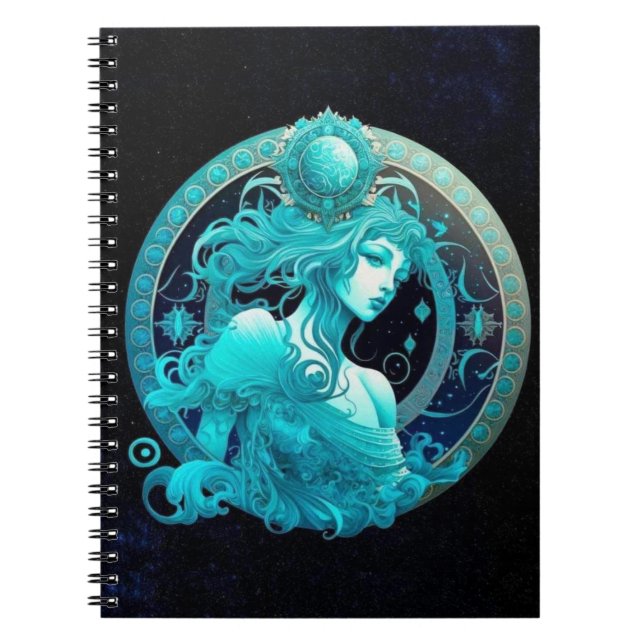 Aquarius Zodiac Spiral Notebook (Front)