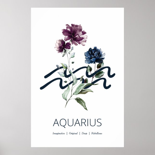 Aquarius Zodiac Star Sign Art Print (Front)
