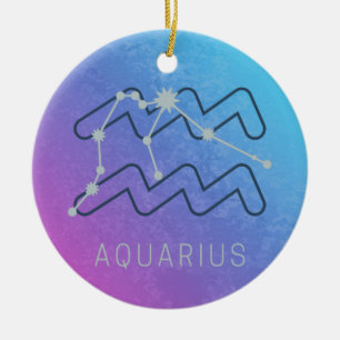Aquarius Zodiac Star Sign Horoscope Constellation Ceramic Ornament