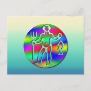 Aquarius Zodiac Star Sign Rainbow Postcard