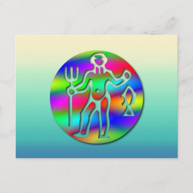 Aquarius Zodiac Star Sign Rainbow Postcard (Front)