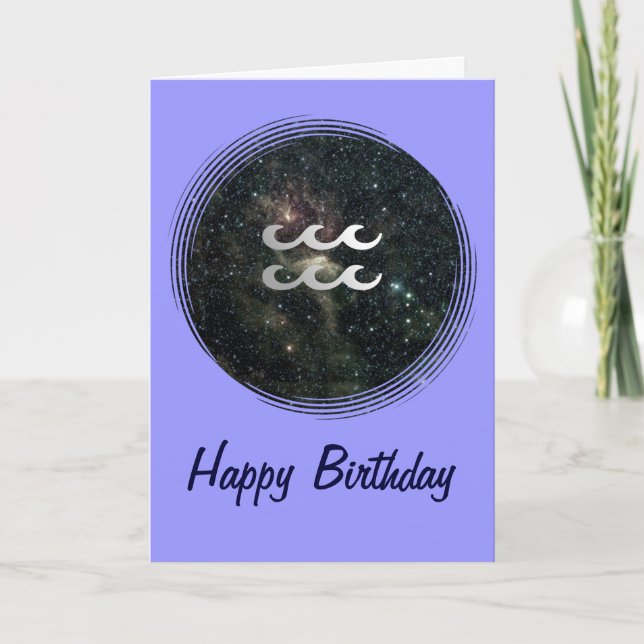 Aquarius Zodiac Star Sign Universe Birthday Card (Front)