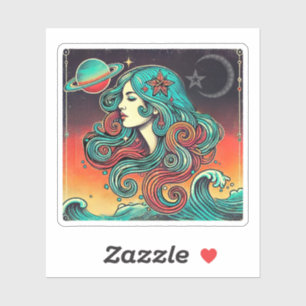 Aquarius Zodiac Sticker Retro Design