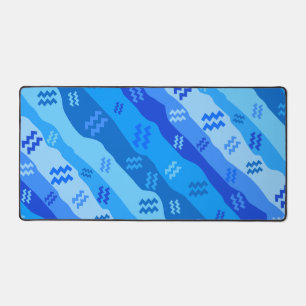 Aquarius Zodiac Stripes Desk Mat