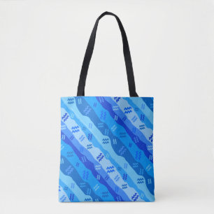 Aquarius Zodiac Stripes Tote Bag