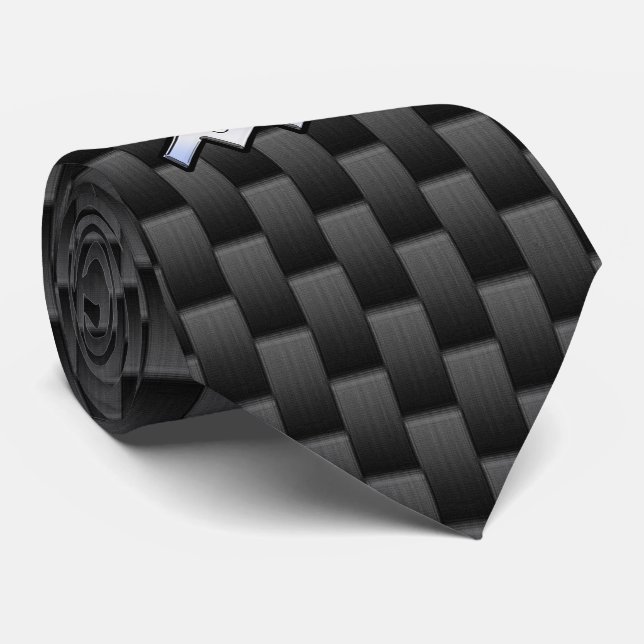 Aquarius Zodiac Symbol Carbon Fibre Decor Tie (Rolled)
