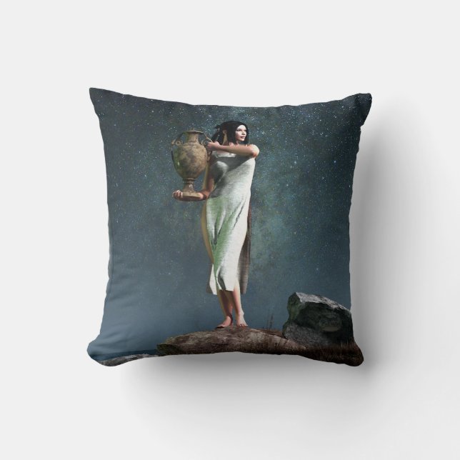 Aquarius Zodiac Symbol Cushion (Front)