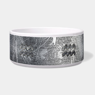 Aquarius Zodiac Symbol Distressed Silver Steel