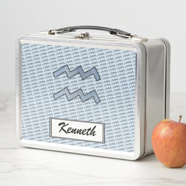 Aquarius Zodiac Symbol Element by K Yoncich Metal Lunch Box (In Situ)