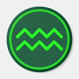 Aquarius Zodiac Symbol Green Mix Magnet
