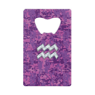 Aquarius Zodiac Symbol on fuchsia digital camo