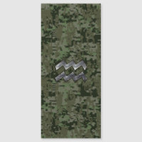 Aquarius Zodiac Symbol on Green Digital Camouflage