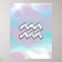 Aquarius Zodiac Symbol on Mother of Pearl Decor
