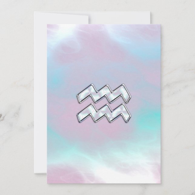 Aquarius Zodiac Symbol on Mother of Pearl Nacre (Front)