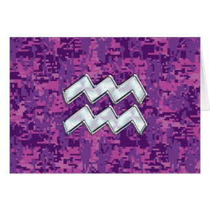 Aquarius Zodiac Symbol on Pink Digital Camouflage
