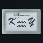 Aquarius Zodiac Symbol Standard by Kenneth Yoncich Belt Buckle<br><div class="desc">Aquarius Zodiac Symbol Standard,  Belt Buckle.
Images Copyright (C) Kenneth Kenji Yoncich. 
All Rights Reserved.</div>