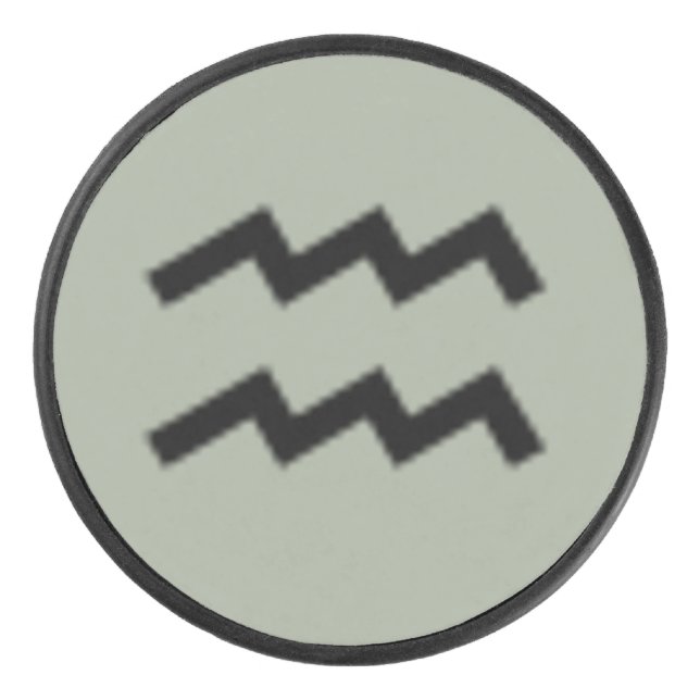 Aquarius Zodiac Symbol Standard by Kenneth Yoncich Hockey Puck (Front)
