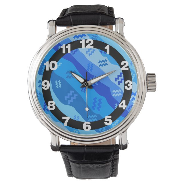 Aquarius Zodiac Symbol Watch (Front)