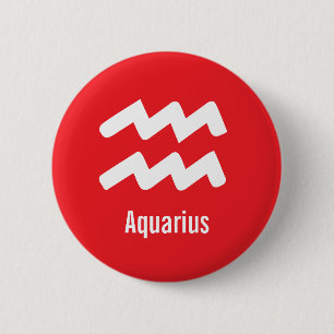 Aquarius Zodiac Traits Minimal Astrology 6 Cm Round Badge