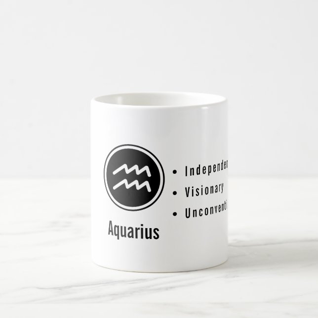 Aquarius Zodiac Traits Minimal Astrology Coffee Mug (Center)